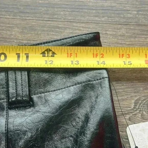 NWT Free People Star Crossed Lovers Patent Leather Straight Pants Black Sz 0 - Picture 13 of 16